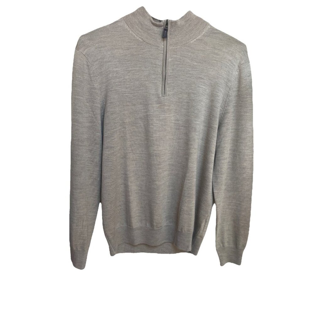 Jos A Bank 100% Merino Wool Quarter Zip Sweater Men’s L Chocoal